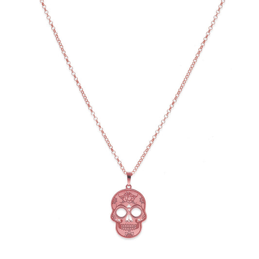 Colgante Calavera Mexicana en Plata de Ley 925 y baño Oro rosa 18k