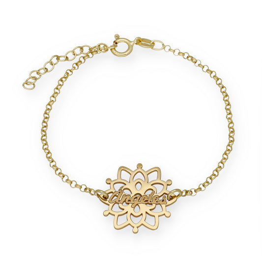 Pulsera Copo de Nieve en Plata de Ley 925 y baño Oro 18k