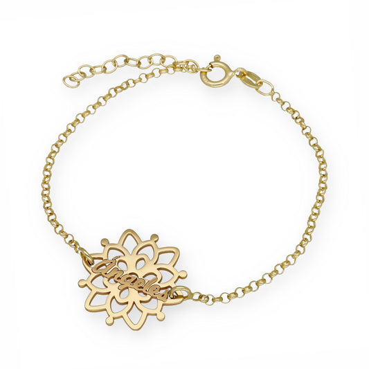 Pulsera Copo de Nieve en Plata de Ley 925 y baño Oro 18k