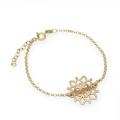 Pulsera Copo de Nieve en Plata de Ley 925 y baño Oro rosa 18k