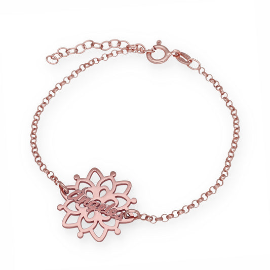 Pulsera Copo de Nieve en Plata de Ley 925 y baño Oro rosa 18k