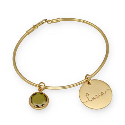 Pulsera Stone Rígida en Plata de Ley 925 y baño Oro 18k
