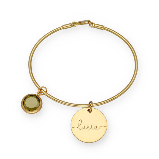 Pulsera Stone Rígida en Plata de Ley 925 y baño Oro 18k