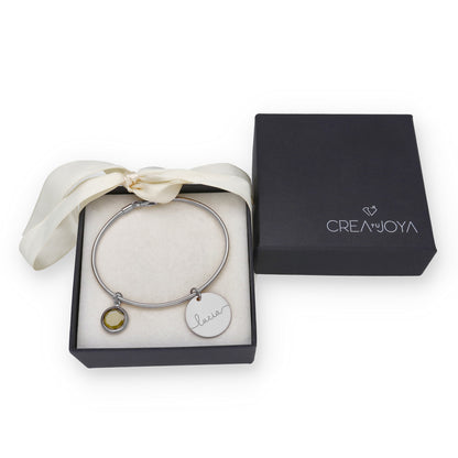 Pulsera Stone Rígida en Plata de Ley 925 y baño Oro rosa 18k