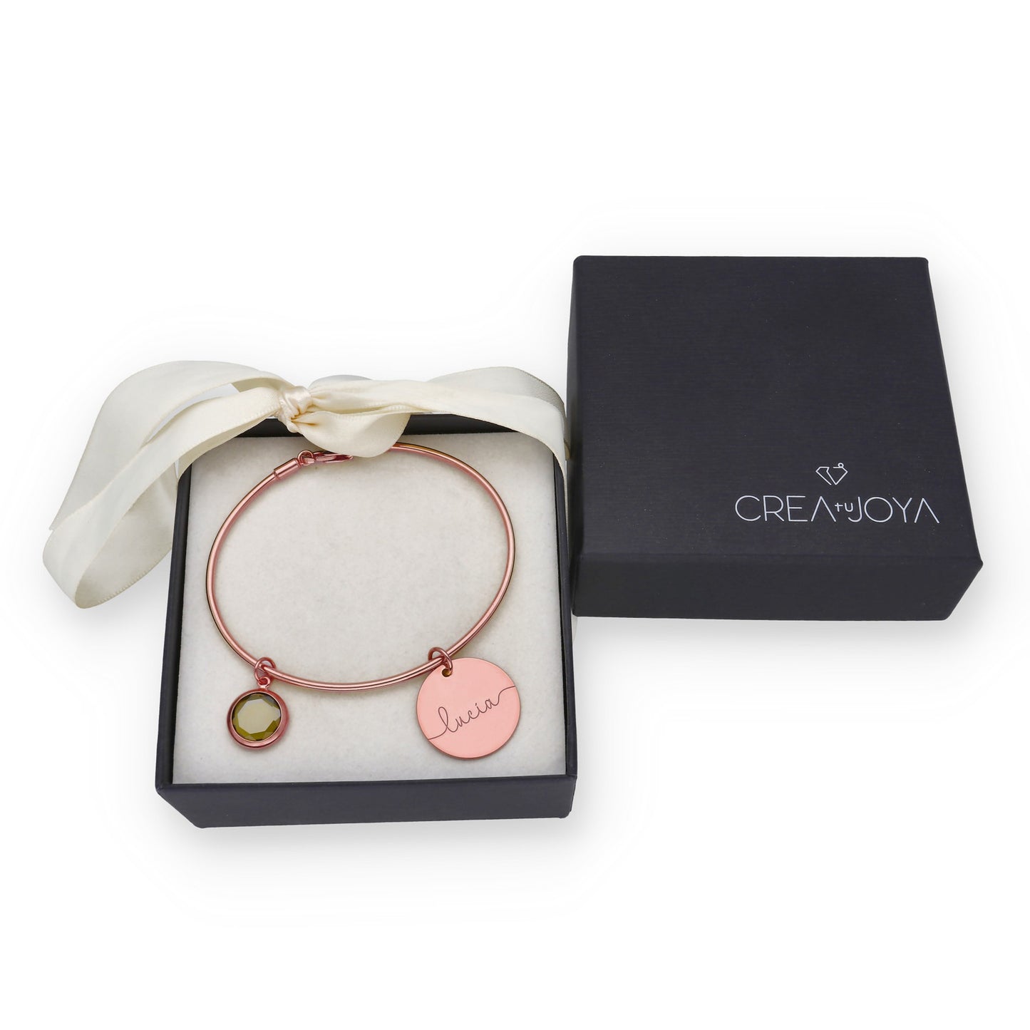 Pulsera Stone Rígida en Plata de Ley 925 y baño Oro rosa 18k