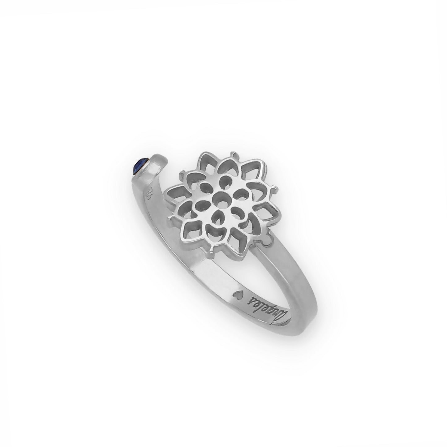 Anillo Copo de Nieve y Piedra Color en Plata de Ley 925