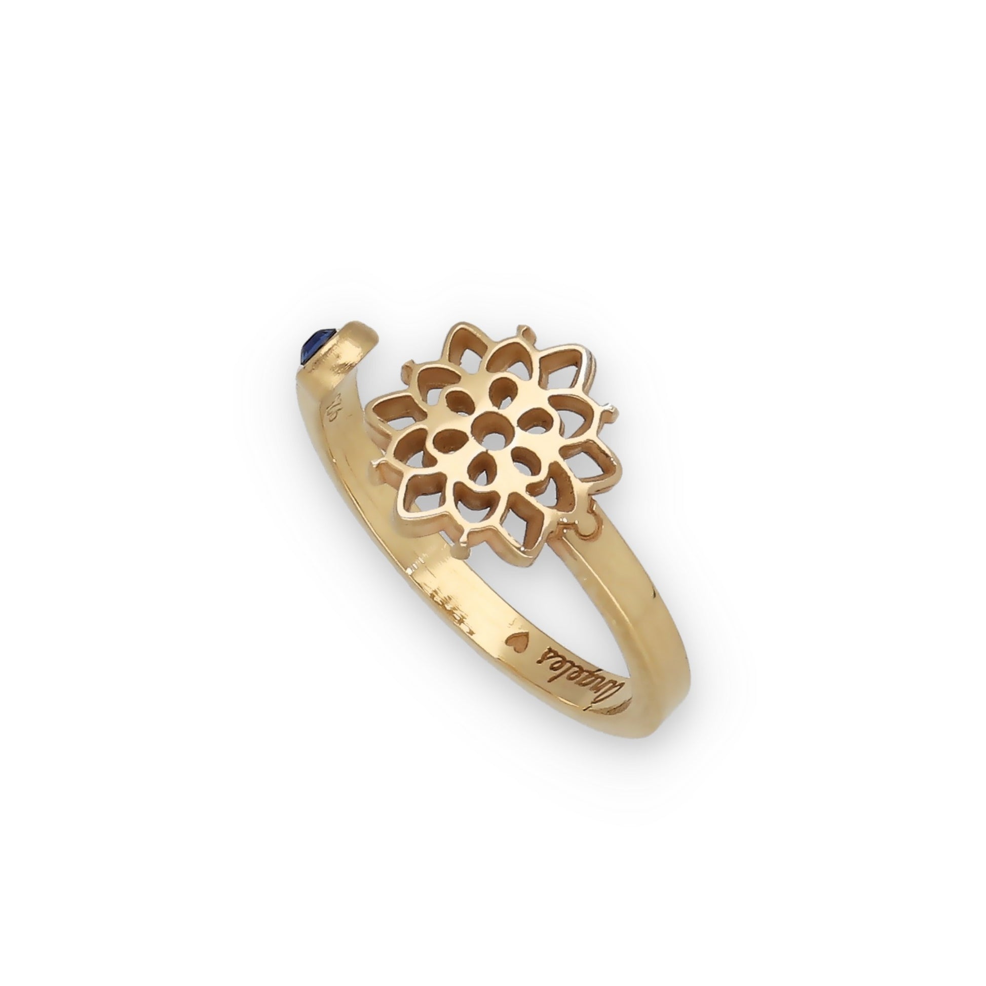 Anillo Copo de Nieve y Piedra Color en Plata de Ley 925 y baño Oro 18k