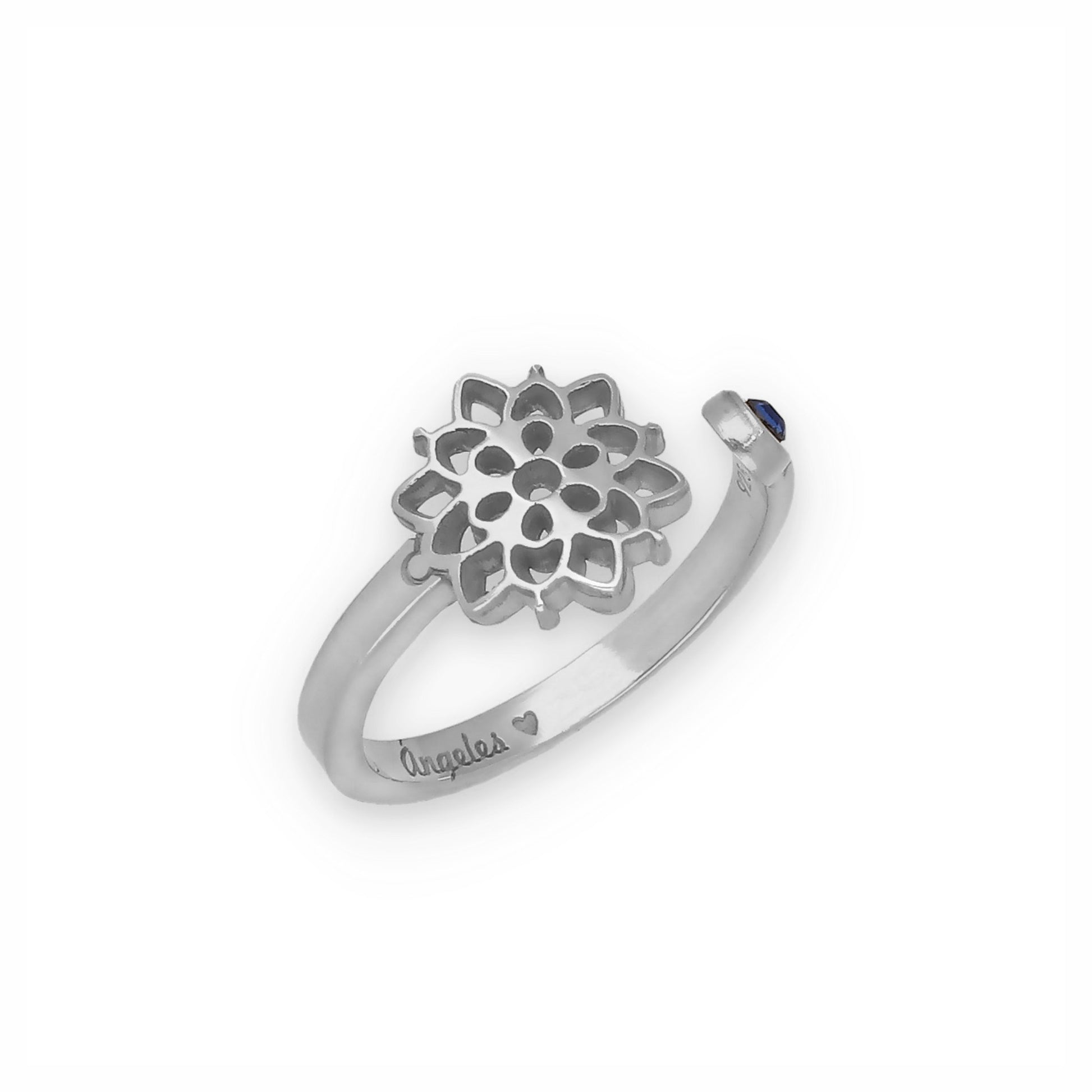 Anillo Copo de Nieve y Piedra Color en Plata de Ley 925 y baño Oro 18k