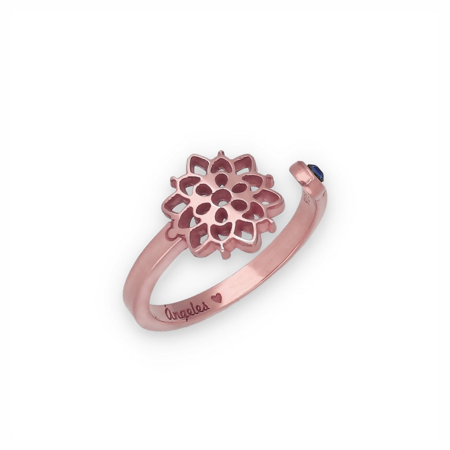 Anillo Copo de Nieve y Piedra Color en Plata de Ley 925 y baño Oro 18k