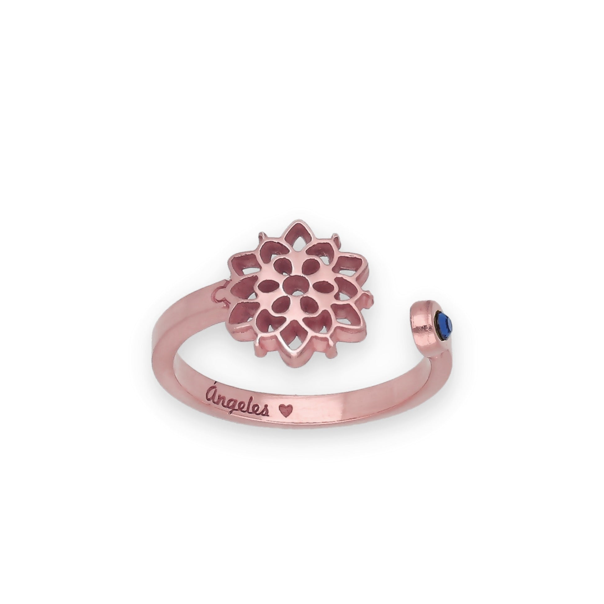 Anillo Copo de Nieve y Piedra Color en Plata de Ley 925 y baño Oro 18k
