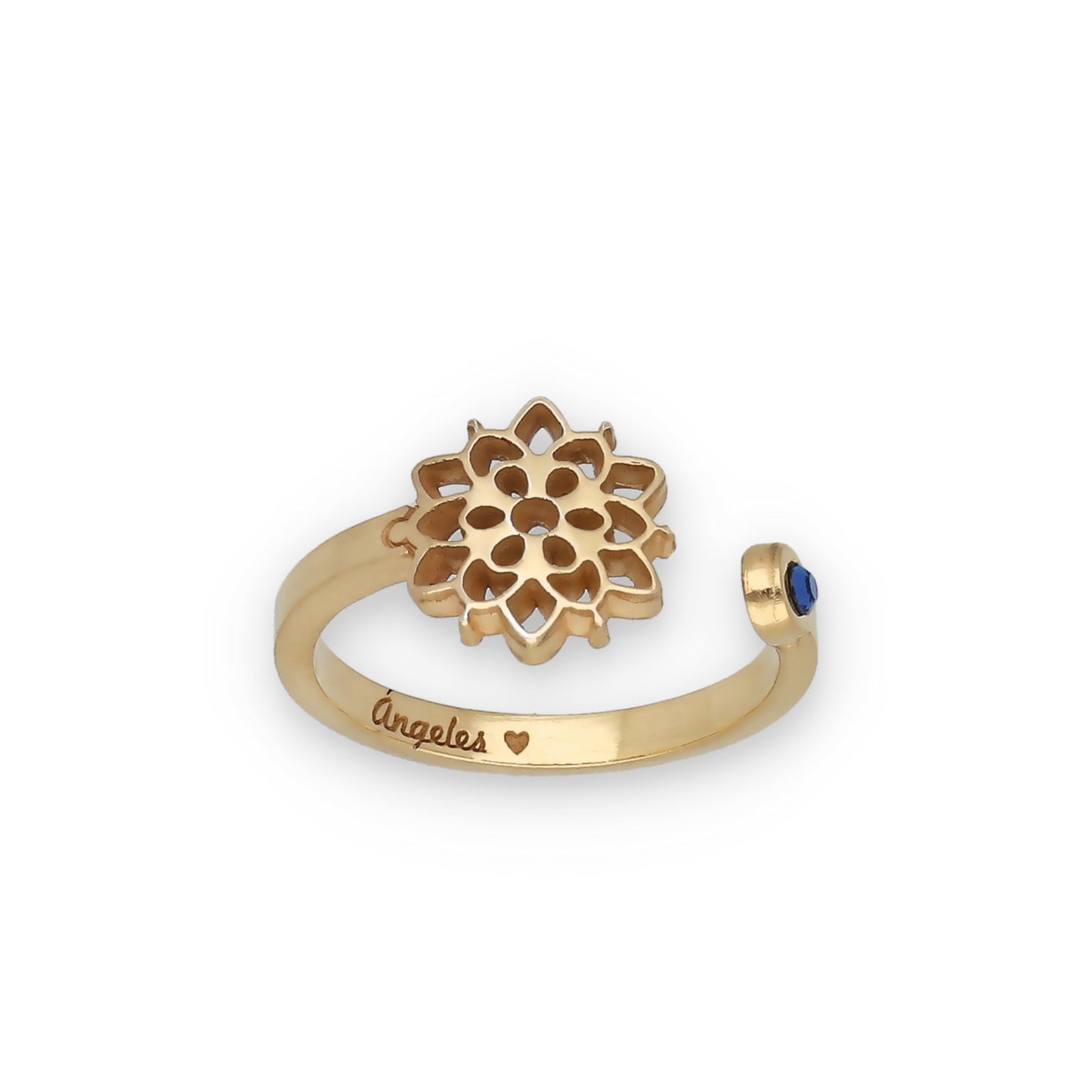 Anillo Copo de Nieve y Piedra Color en Plata de Ley 925 y baño Oro rosa 18k