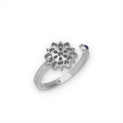 Anillo Copo de Nieve y Piedra Color en Plata de Ley 925 y baño Oro rosa 18k