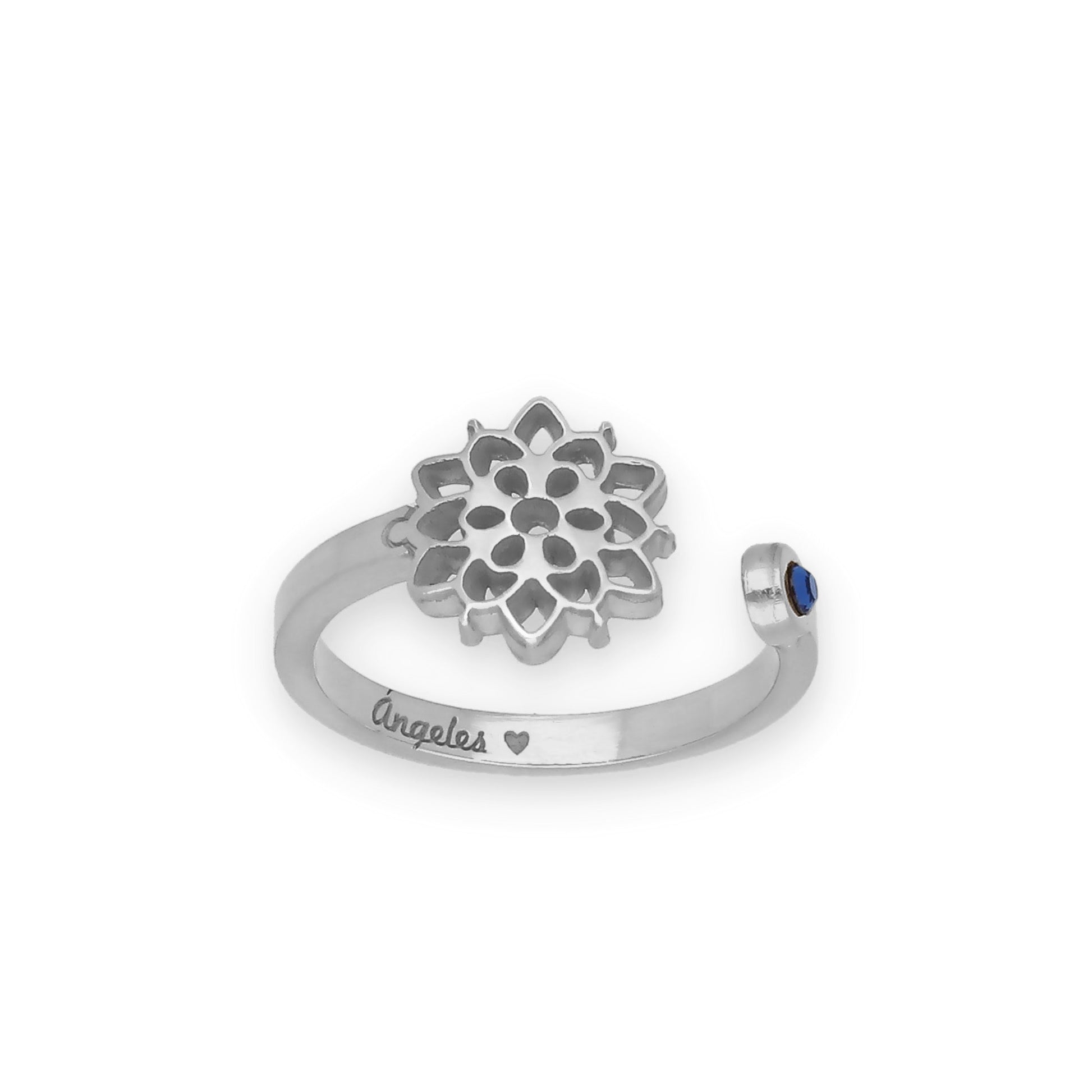 Anillo Copo de Nieve y Piedra Color en Plata de Ley 925 y baño Oro rosa 18k