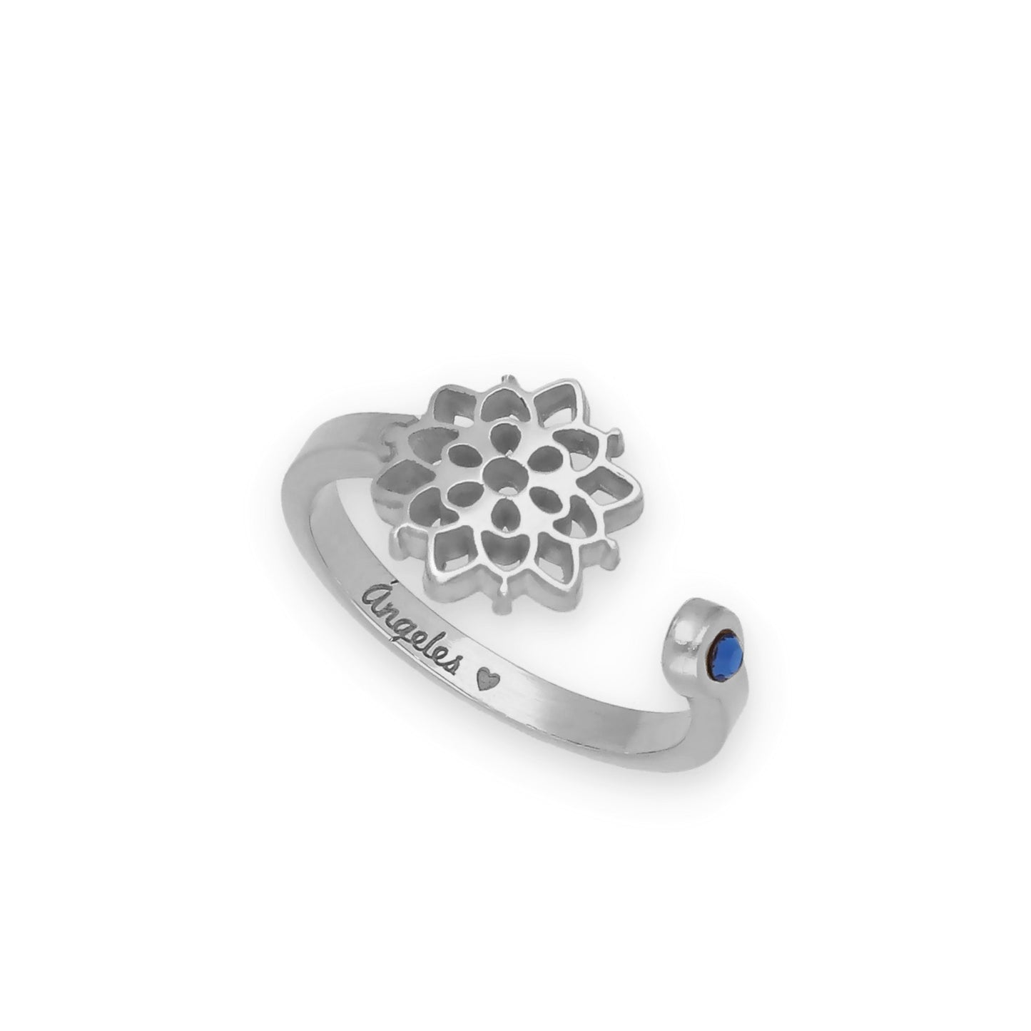 Anillo Copo de Nieve y Piedra Color en Plata de Ley 925 y baño Oro rosa 18k