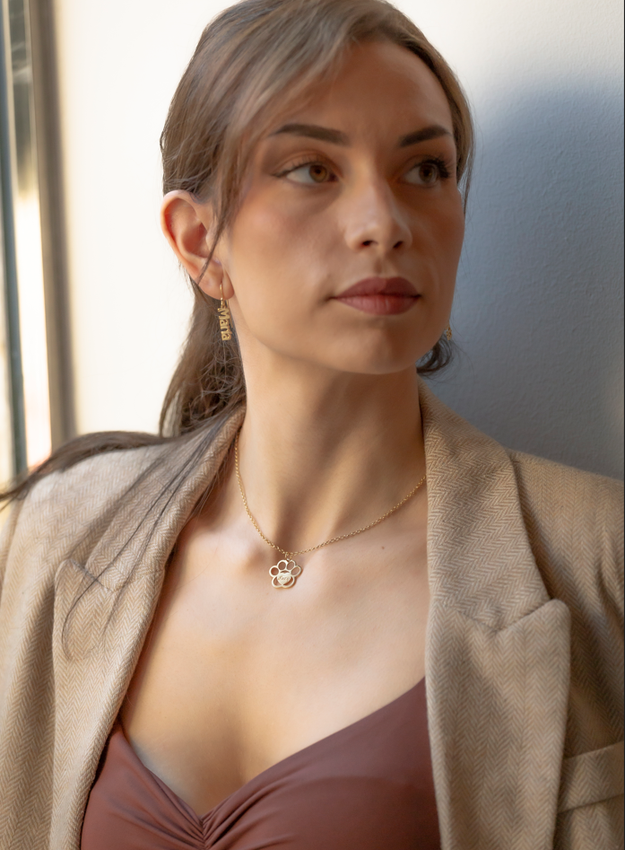 Colgante Dagui Huella y nombre en Plata de Ley 925 y baño Oro rosa 18k