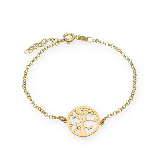 Pulsera Árbol de la vida en Plata de Ley 925 y baño Oro 18k