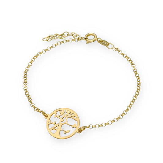 Pulsera Árbol de la vida en Plata de Ley 925 y baño Oro 18k