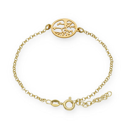 Pulsera Árbol de la vida en Plata de Ley 925 y baño Oro rosa 18k