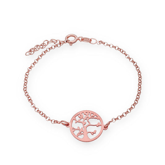 Pulsera Árbol de la vida en Plata de Ley 925 y baño Oro rosa 18k