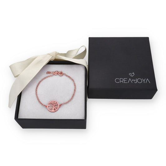 Pulsera Árbol de la vida en Plata de Ley 925 y baño Oro rosa 18k