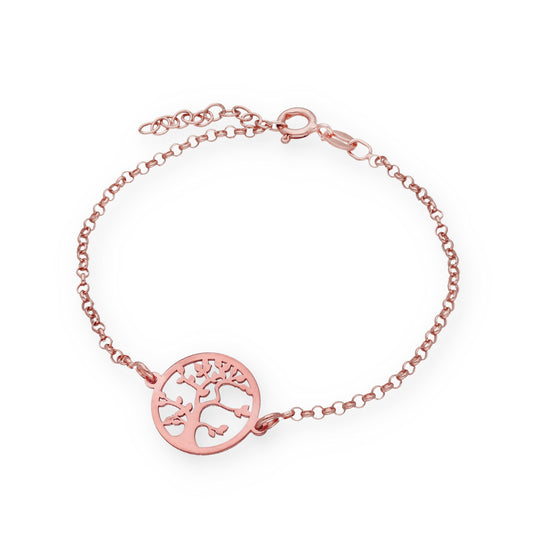 Pulsera Árbol de la vida en Plata de Ley 925 y baño Oro rosa 18k