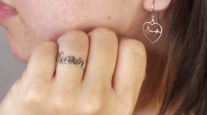 Anillo Nombre en Plata de Ley 925 y baño Oro 18k
