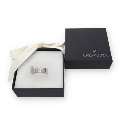 Anillo Nombre en Plata de Ley 925 y baño Oro 18k
