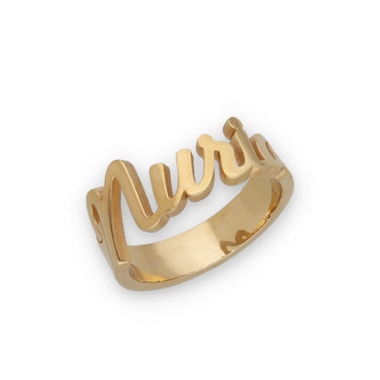 Anillo Nombre en Plata de Ley 925 y baño Oro 18k