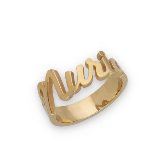 Anillo Nombre en Plata de Ley 925 y baño Oro 18k