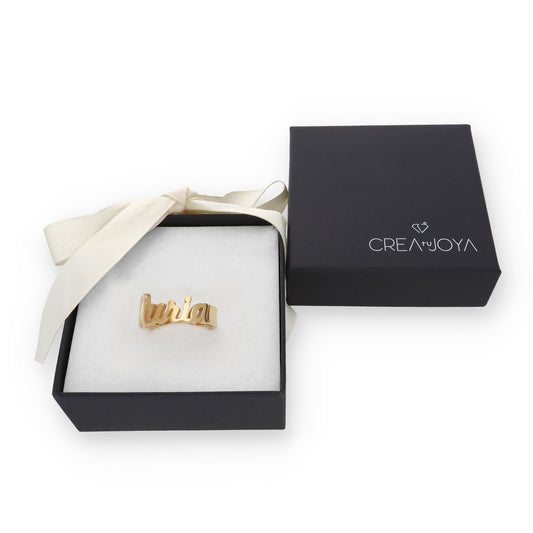Anillo Nombre en Plata de Ley 925 y baño Oro 18k