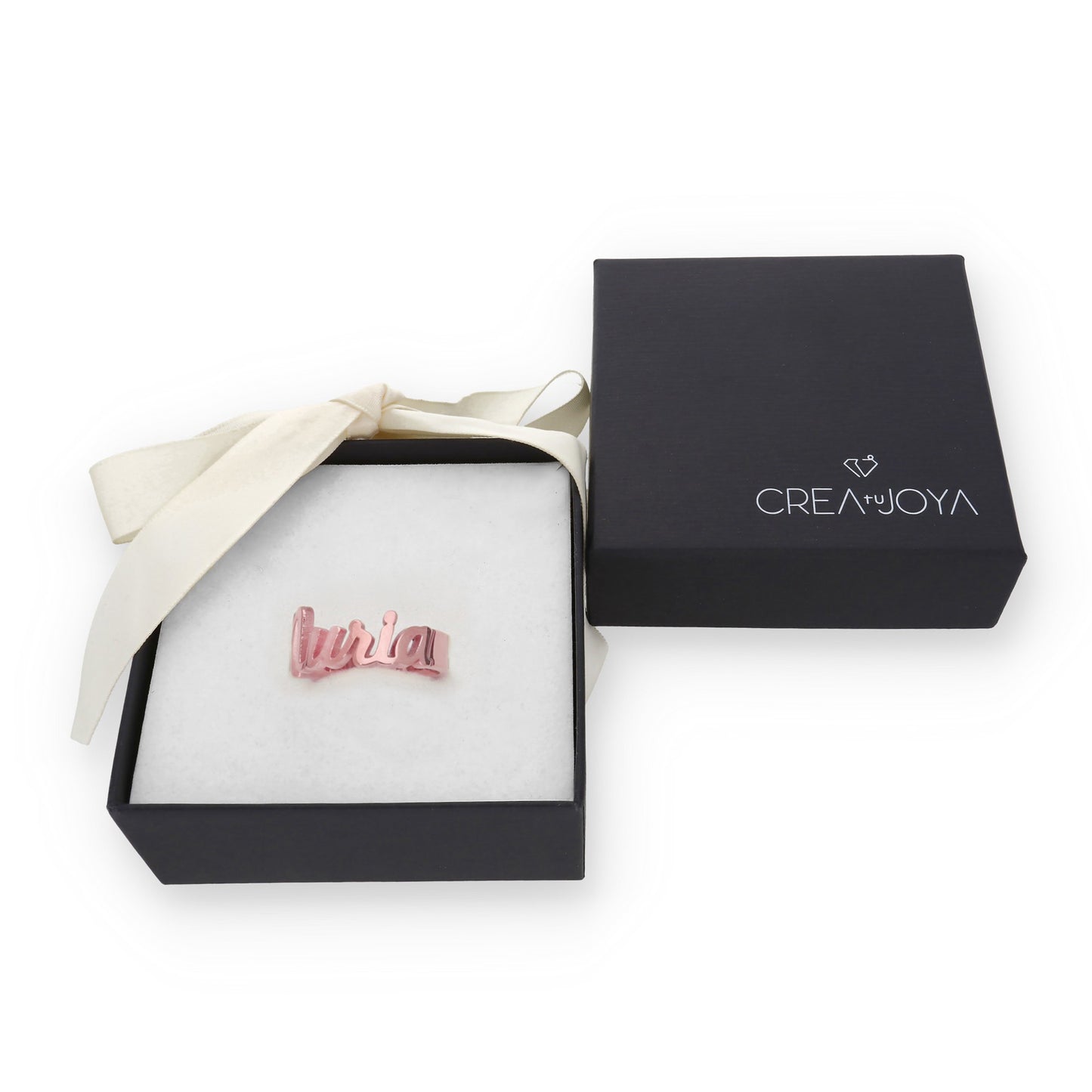 Anillo Nombre en Plata de Ley 925 y baño Oro rosa 18k