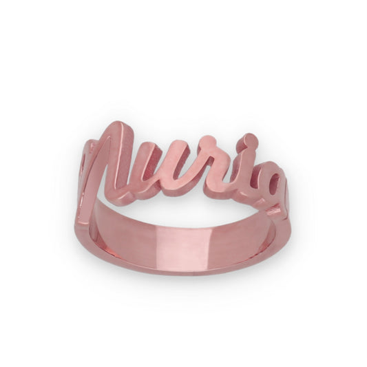 Anillo Nombre en Plata de Ley 925 y baño Oro rosa 18k