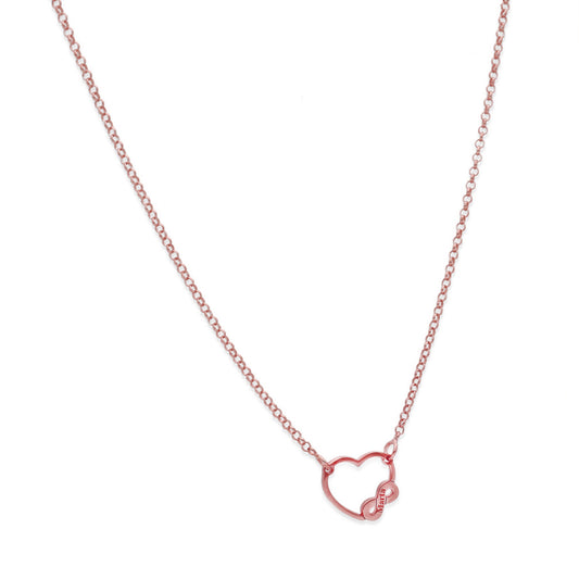 Colgante Corazón Infinito en Plata de Ley 925 y baño Oro rosa 18k