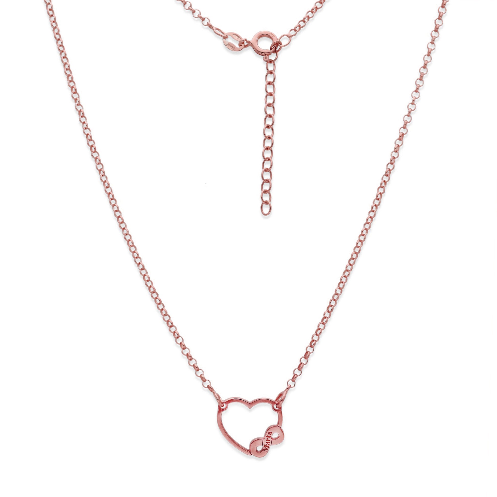Colgante Corazón Infinito en Plata de Ley 925 y baño Oro rosa 18k