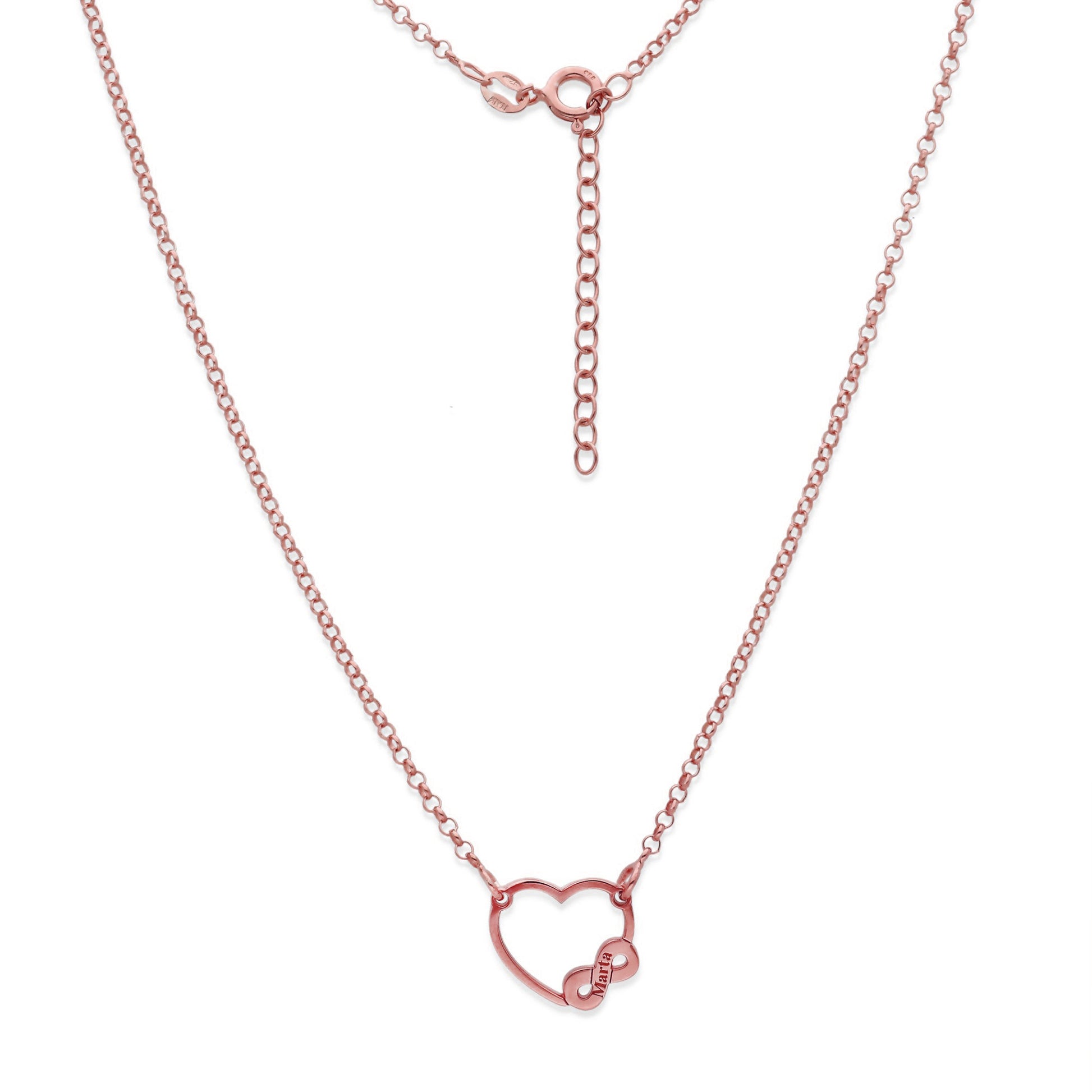 Colgante Corazón Infinito en Plata de Ley 925 y baño Oro rosa 18k