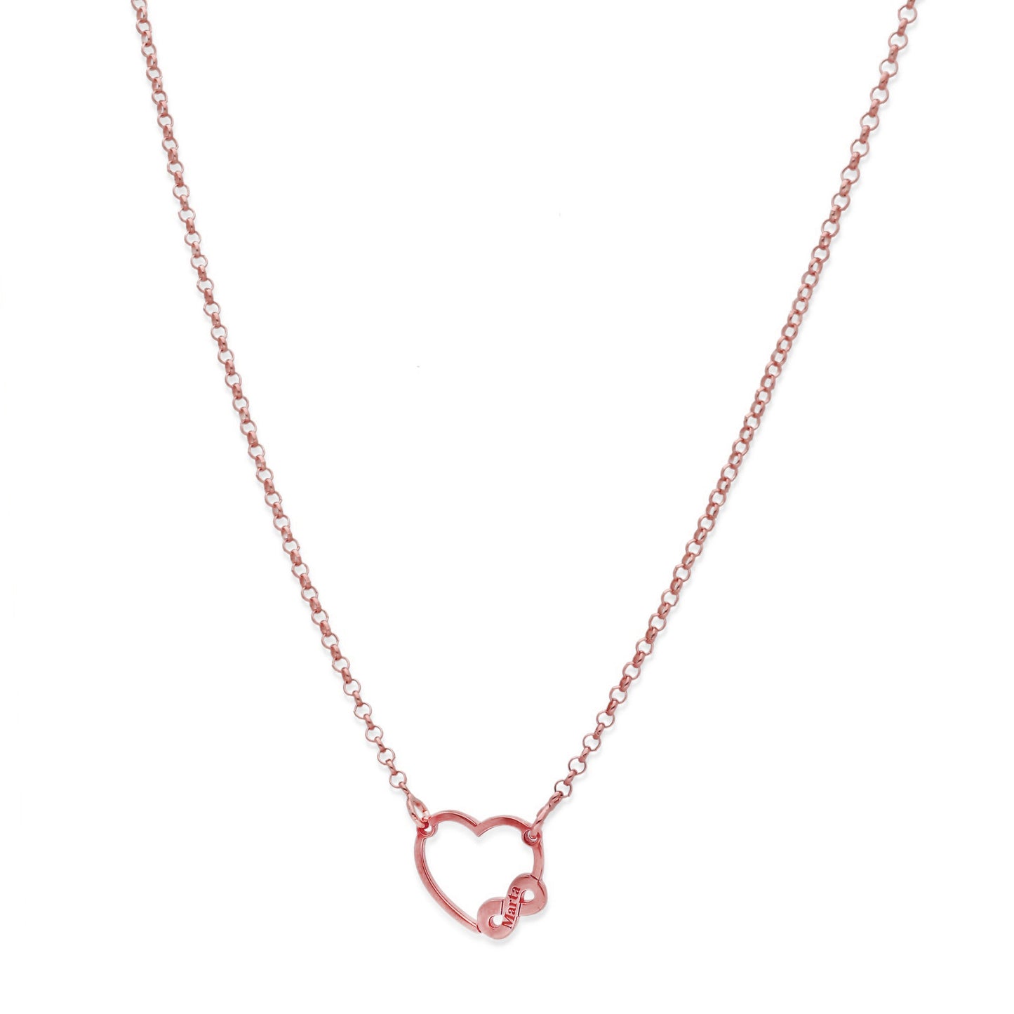 Colgante Corazón Infinito en Plata de Ley 925 y baño Oro rosa 18k
