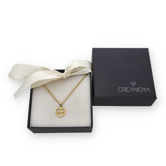 Colgante Gia Corazón Ondas en Plata de Ley 925 y baño Oro 18k