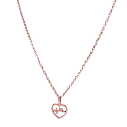Colgante Gia Corazón Ondas en Plata de Ley 925 y baño Oro rosa 18k
