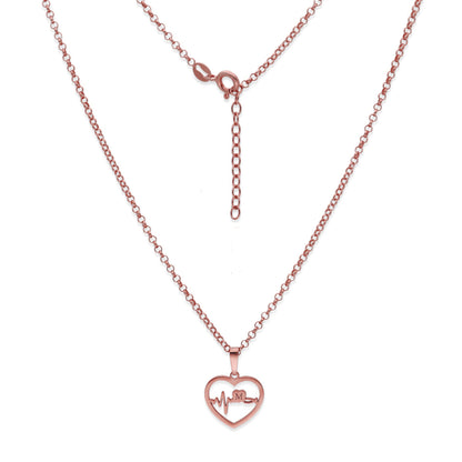 Colgante Gia Corazón Ondas en Plata de Ley 925 y baño Oro rosa 18k