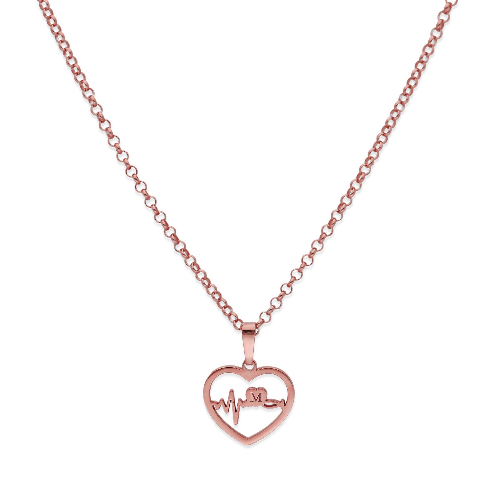 Colgante Gia Corazón Ondas en Plata de Ley 925 y baño Oro rosa 18k