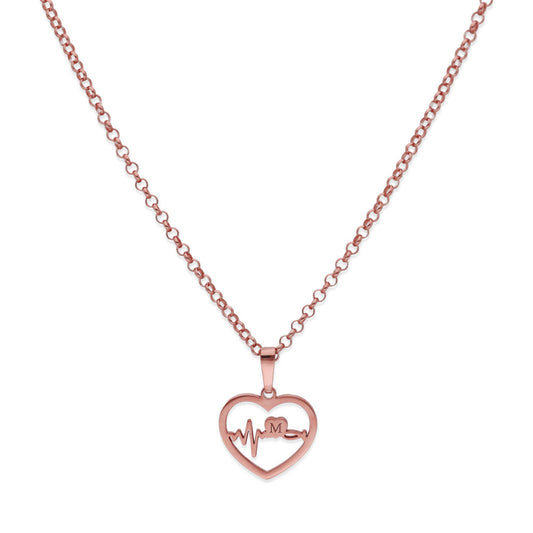 Colgante Gia Corazón Ondas en Plata de Ley 925 y baño Oro rosa 18k