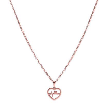 Colgante Gia Corazón Ondas en Plata de Ley 925 y baño Oro rosa 18k