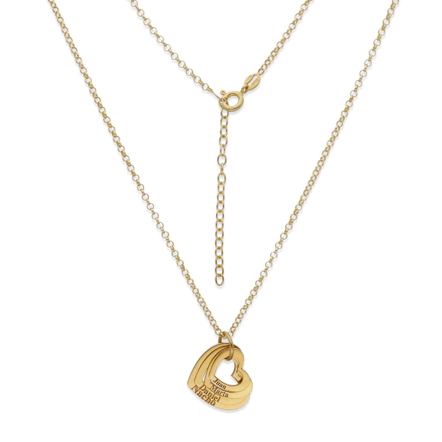 Colgante Alma Corazones en Plata de Ley 925 y baño Oro 18k