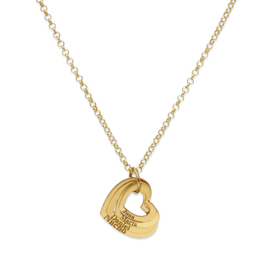 Colgante Alma Corazones en Plata de Ley 925 y baño Oro 18k