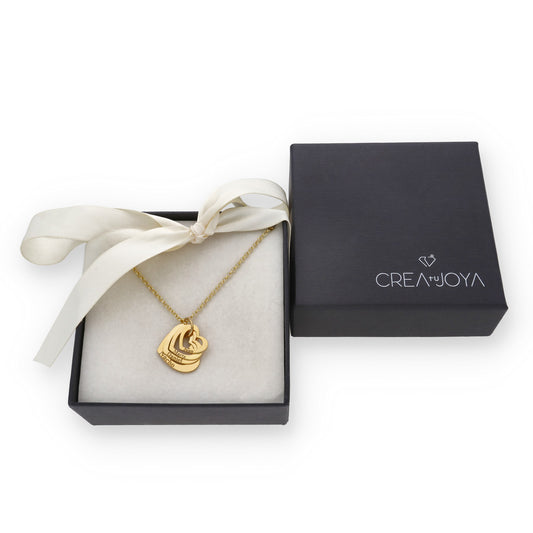 Colgante Alma Corazones en Plata de Ley 925 y baño Oro 18k