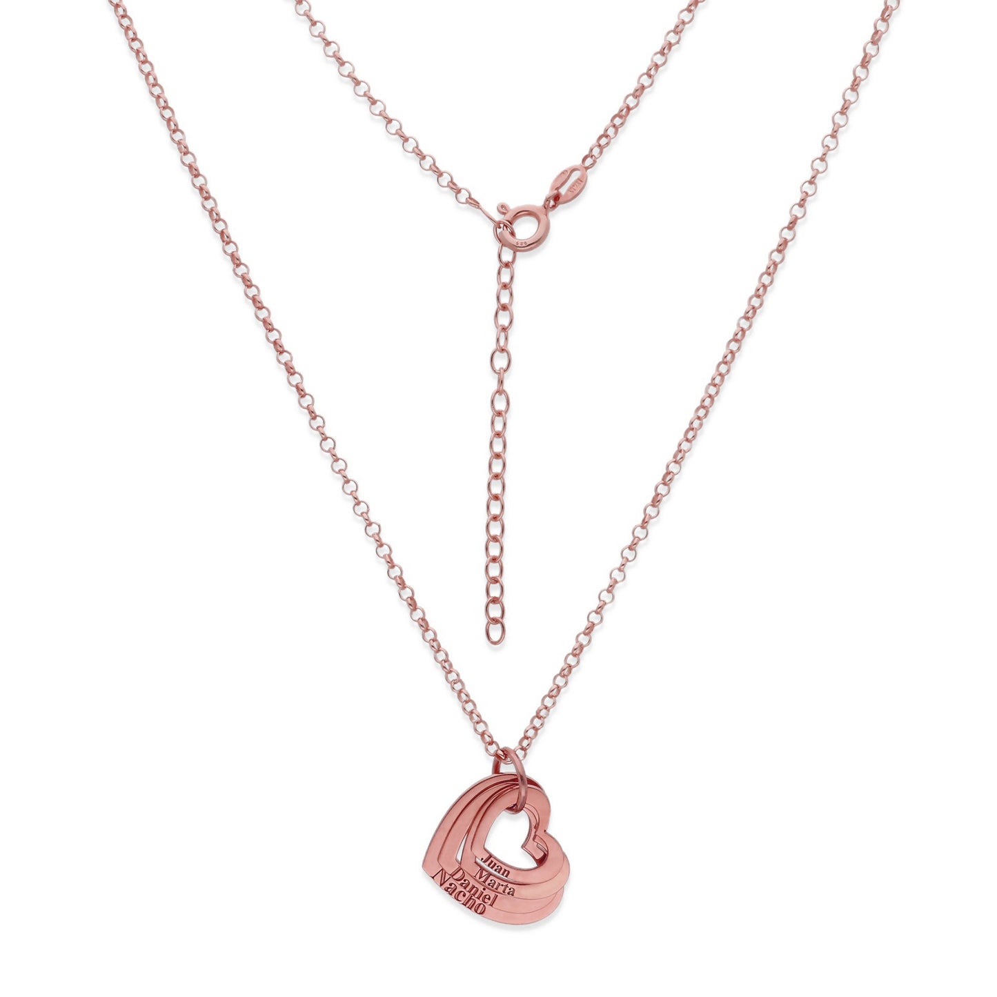 Colgante Alma Corazones en Plata de Ley 925 y baño Oro rosa 18k