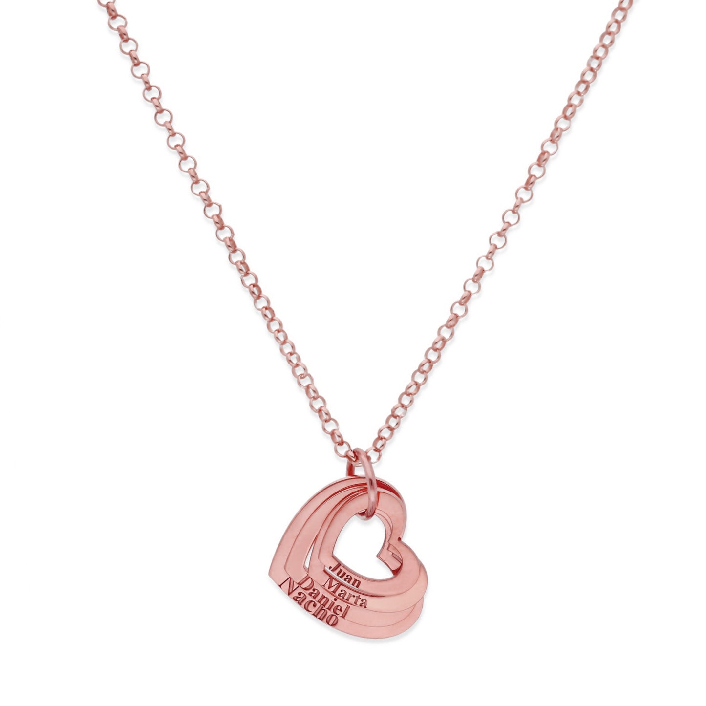 Colgante Alma Corazones en Plata de Ley 925 y baño Oro rosa 18k