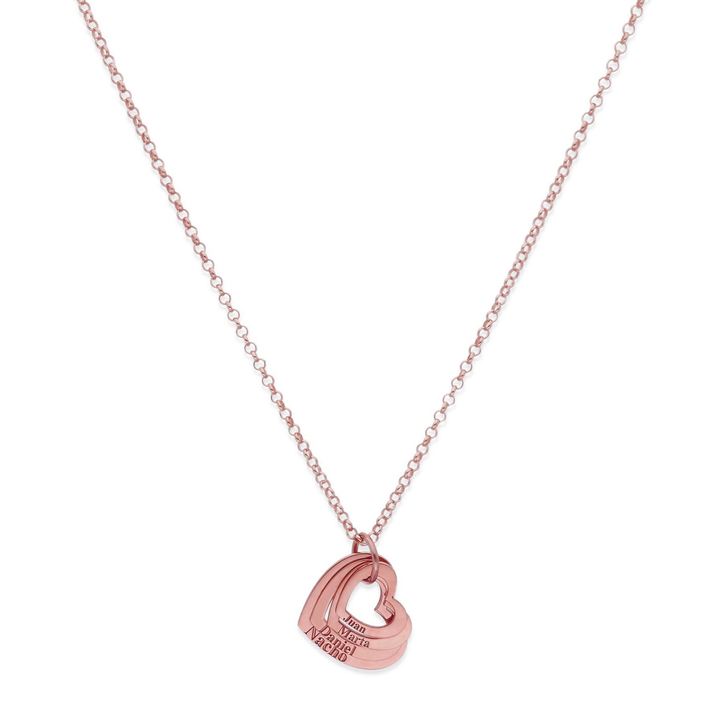 Colgante Alma Corazones en Plata de Ley 925 y baño Oro rosa 18k
