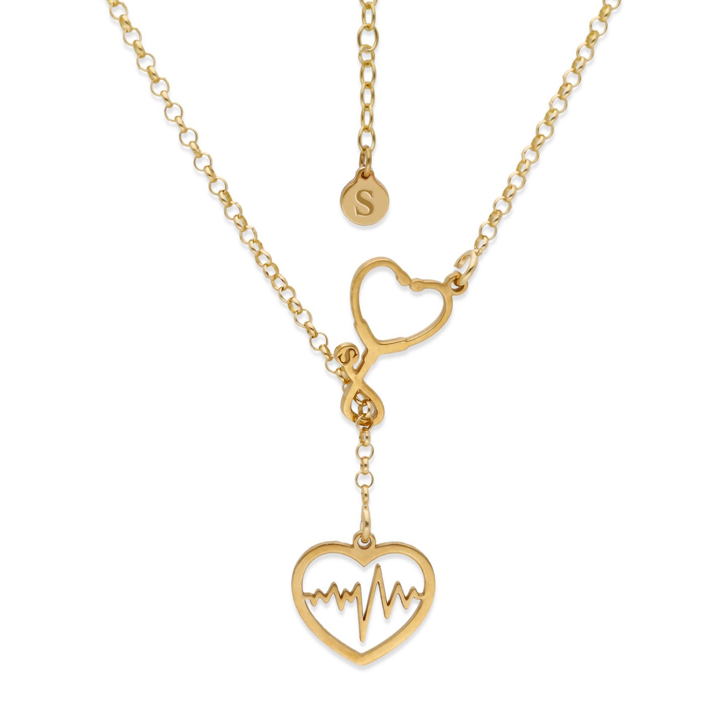 Colgante Fonendoscopio Corazones en Plata de Ley 925