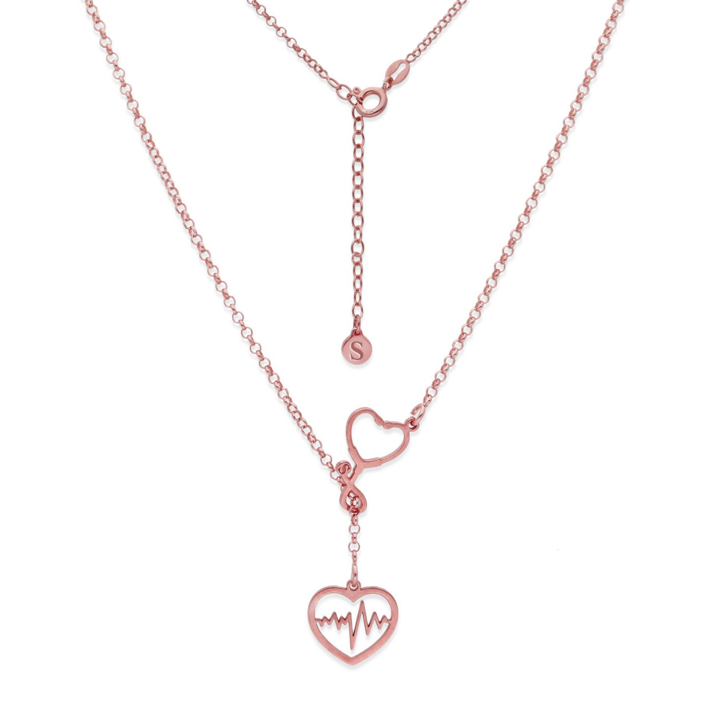 Colgante Fonendoscopio Corazones en Plata de Ley 925